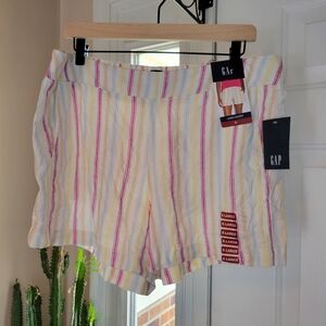 NWT GAP Pastel Dotted Sun Striped Lightweight‎ Linen Blend Shorts, Size XL